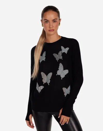 Lauren Moshi Ladona Crystal Opal Butterflies In Black