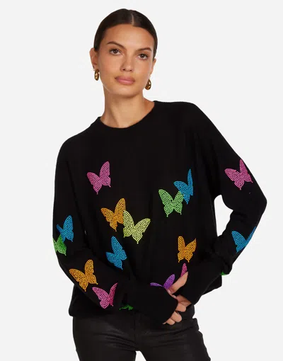 Lauren Moshi Ladona Neon Stud Butterflies In Black