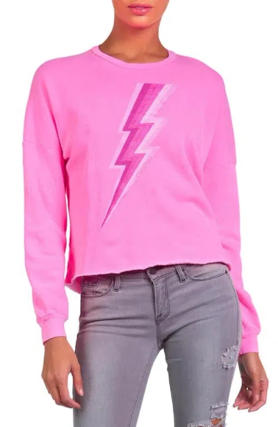 Lauren Moshi Lee X Pink Lightning Bolt Crop Pullover