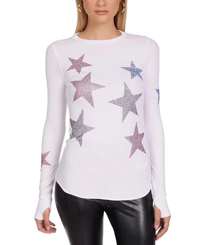 Lauren Moshi Mckinley Color Crystal Multi Stars Top In White