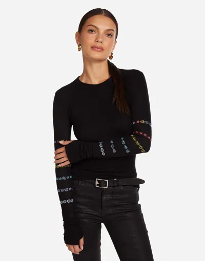 Lauren Moshi Mckinley Crystal Evil Eye Stripe In Black