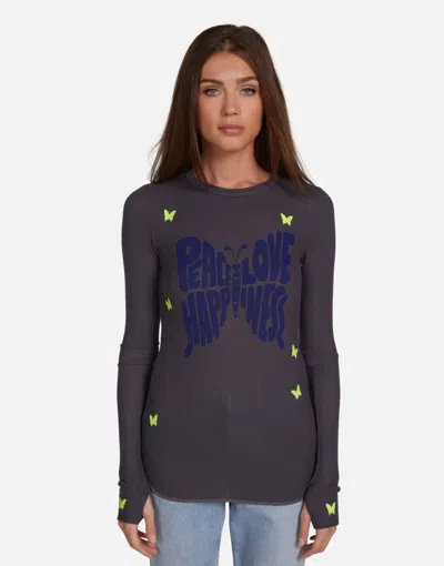 Lauren Moshi Mckinley Neon Peace Love Butterflies In Light Onyx