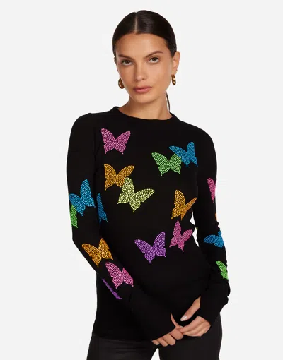 Lauren Moshi Mckinley Neon Stud Butterflies In Black