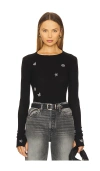 Lauren Moshi Mckinley Pearl Hot Fix Elements Thermal Top In Black