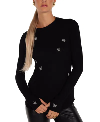 Lauren Moshi Mckinley Pearl Hot Fix Elements Top In Black