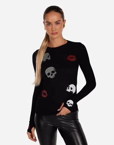 Lauren Moshi Mckinley Stud Skulls & Lips In Black