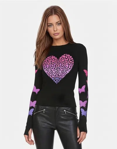 Lauren Moshi Mckinley X Ombré Butterfly Heart In Black