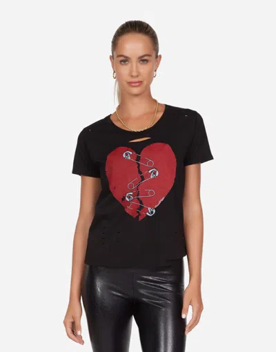 Lauren Moshi Myra Safety Pin Heart In Black