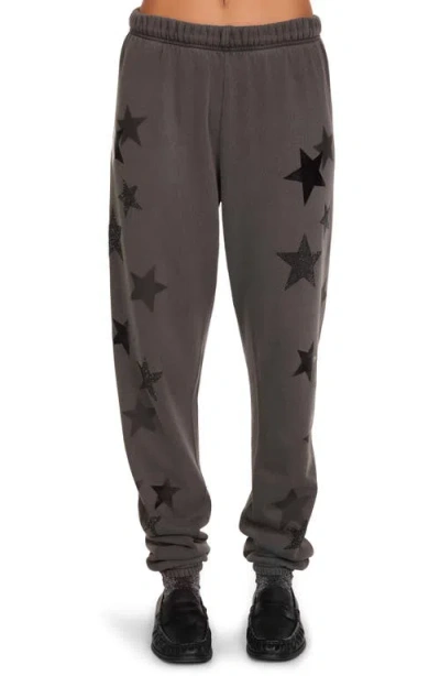 Lauren Moshi Nika Black Crystal Multi Stars Sweatpants In Gray