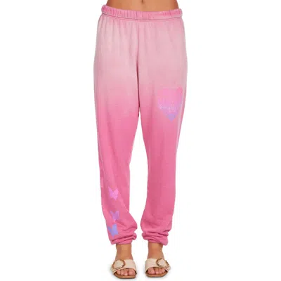 Lauren Moshi Nika Ombre Butterfly Heart Sweatpants In Pink