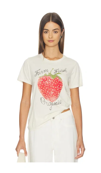 Lauren Moshi Organic Strawberry Vintage Tee In White