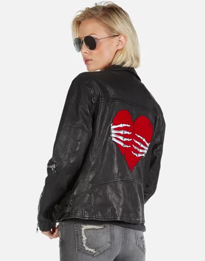 Lauren Moshi Posey Skeleton Hand Heart In Black
