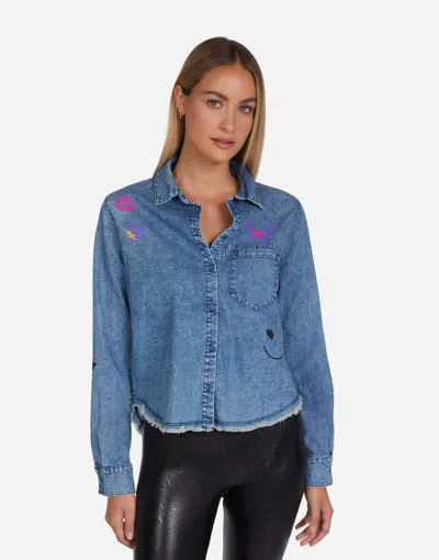 Lauren Moshi Saba Love Collage In Vintage Denim