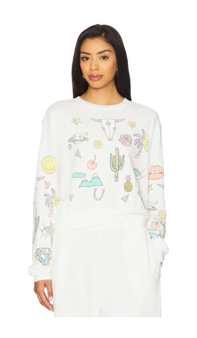 Lauren Moshi Spalding Dessert Vibes Crop Pullover In White