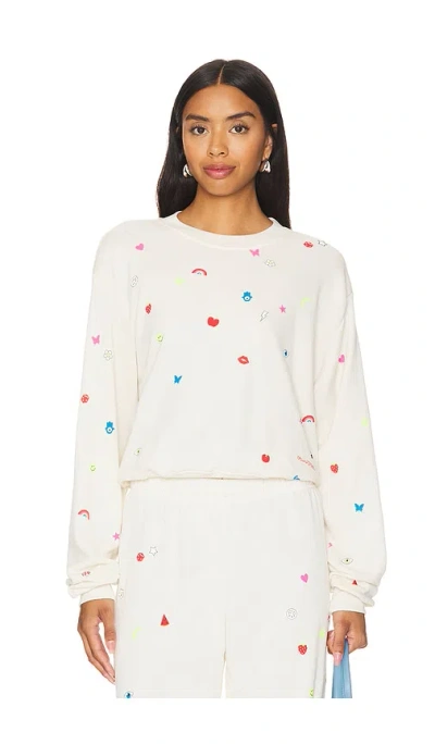 LAUREN MOSHI SPALDING DROP SHOULDER CROP PULLOVER CHARM ELEMENTS