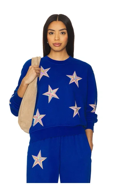 Lauren Moshi Spalding Color Pinwheel Stars Crop Pullover In Royal
