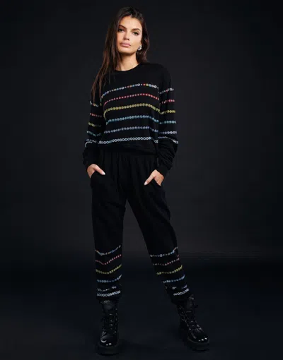 Lauren Moshi Spalding Crystal Evil Eye Stripe In Black