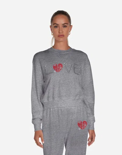 Lauren Moshi Spalding Safety Pin Love In Heather Grey