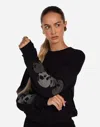 Lauren Moshi Spalding Stud Skulls Crewneck Sweatshirt In Black In Black