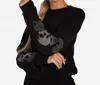 Lauren Moshi Spalding Stud Skulls Crewneck Sweatshirt In Black