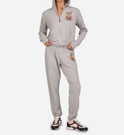 Lauren Moshi Tansy Sweat Pant With Boxing Glove Teddy Bear In Grey In Gray