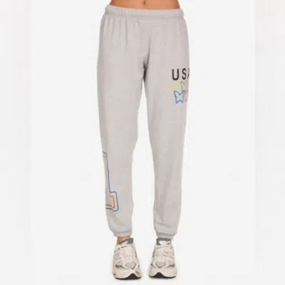 Lauren Moshi Tanzy Usa Butterflies Jogger Sweatpants In Heather Grey In Animal Print