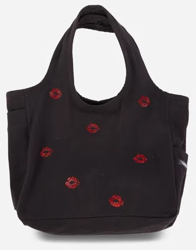 Lauren Moshi Taylor Red Crystal Lips In Black