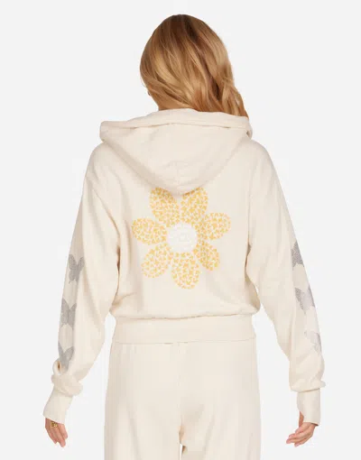 Lauren Moshi Butterfly Daisy Crop Zip Hoodie In Neutral