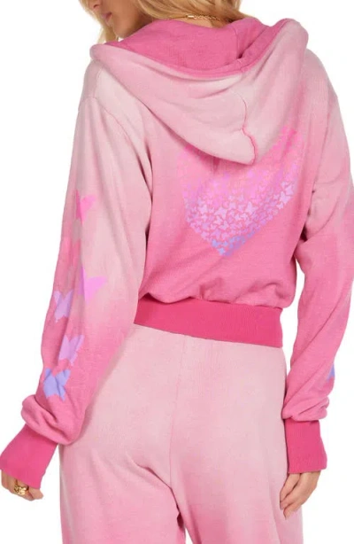 Lauren Moshi Twyla Ombre Butterfly Heart Hoodie In Pink