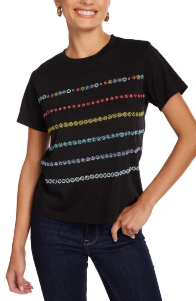 Lauren Moshi Ursula Crystal Evil Eye Stripe Top In Black