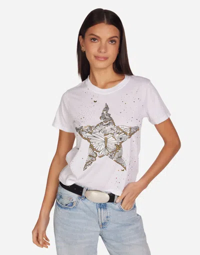 Lauren Moshi Ursula Crystal Metallic Butterfly Star In White