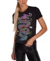 Lauren Moshi Ursula Vintage Pink Dragon With Studs Tee In Black