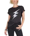Lauren Moshi Wolf Cracked Lightning Bolt Tee In Black