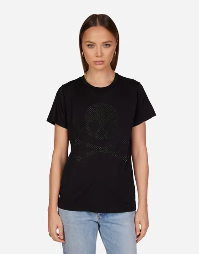 Lauren Moshi Wolf Crystal Love Skull In Black