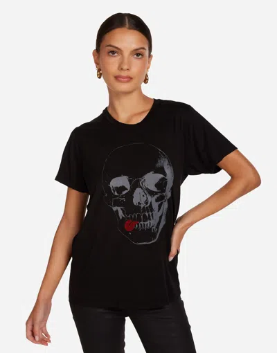 Lauren Moshi Wolf Crystal Tongue Skull In Black