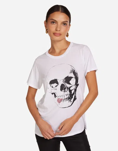 Lauren Moshi Wolf Crystal Tongue Skull In White