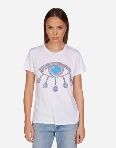 Lauren Moshi Wolf Diamond Evil Eye In White