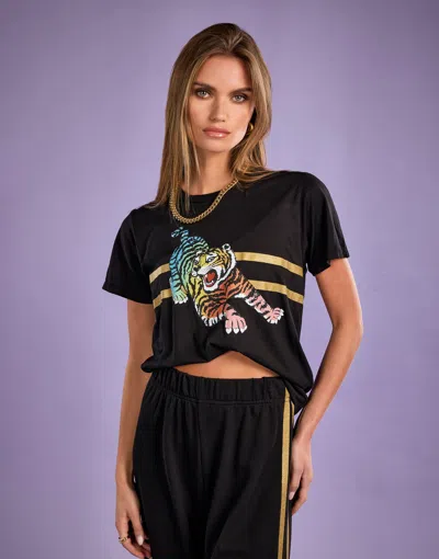 Lauren Moshi Wolf Rainbow Tiger Stripes In Black