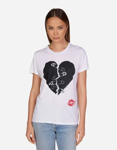 Lauren Moshi Wolf Safety Pin Heart In White