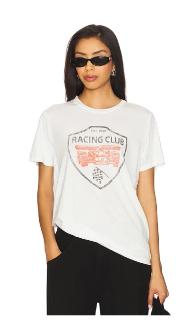Lauren Moshi Wolf Racing Club Boyfriend Tee In White