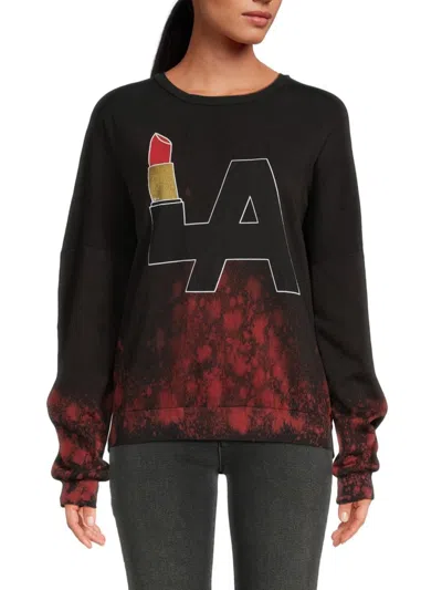 Lauren Moshi Women's La Lipstick Crewneck Sweatshirt In Black Multi