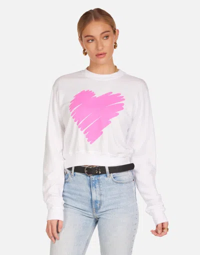 Lauren Moshi X Spalding X Pink Scribble Heart In White