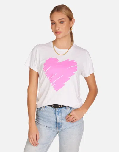 Lauren Moshi X Wolf X Pink Scribble Heart In White