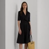 Lauren Petite Belted Cotton-blend Shirtdress In Polo Black