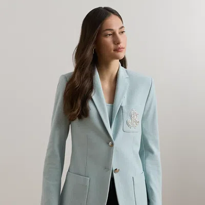 Lauren Petite Bullion Jacquard Blazer In Aqua Pearl