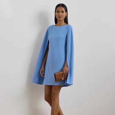 Lauren Petite Cape Georgette Cocktail Dress In Sky Blue