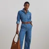 Lauren Petite Denim Wide-leg Jumpsuit In Opal Wash
