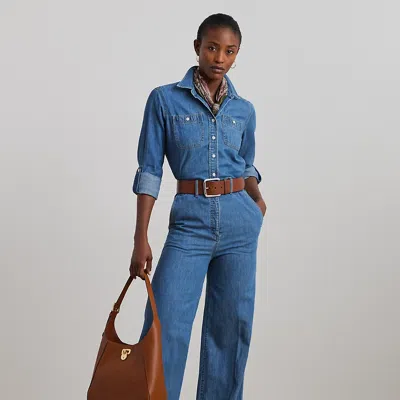 Lauren Petite Denim Wide-leg Jumpsuit In Opal Wash