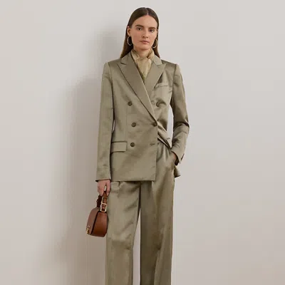 Lauren Petite Double-breasted Charmeuse Blazer In Madison Tan