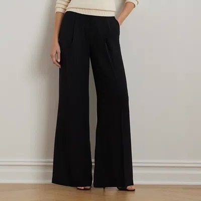 Lauren Petite Double-faced Georgette Wide-leg Pant In Black